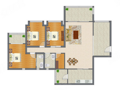 3室2厅 150.43平米