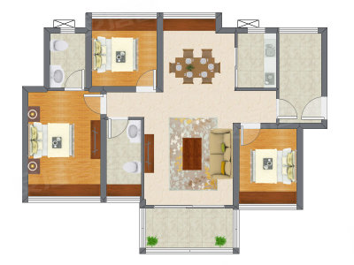 3室2厅 98.20平米户型图