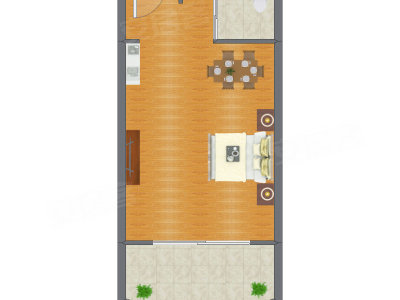 1室0厅 62.00平米户型图