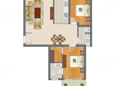 2室2厅 99.56平米户型图