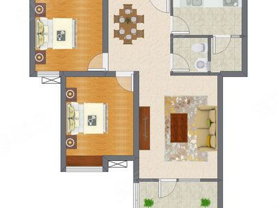 2室2厅 92.05平米户型图