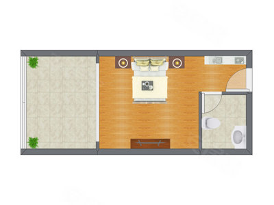 1室0厅 39.74平米户型图