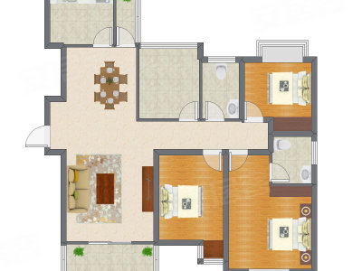 3室2厅 98.27平米