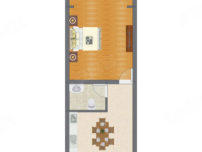 1室1厅 33.00平米户型图