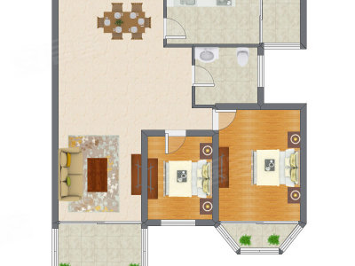 2室2厅 118.42平米户型图