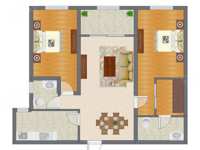2室2厅 99.00平米