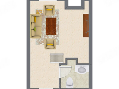 1室1厅 36.99平米户型图