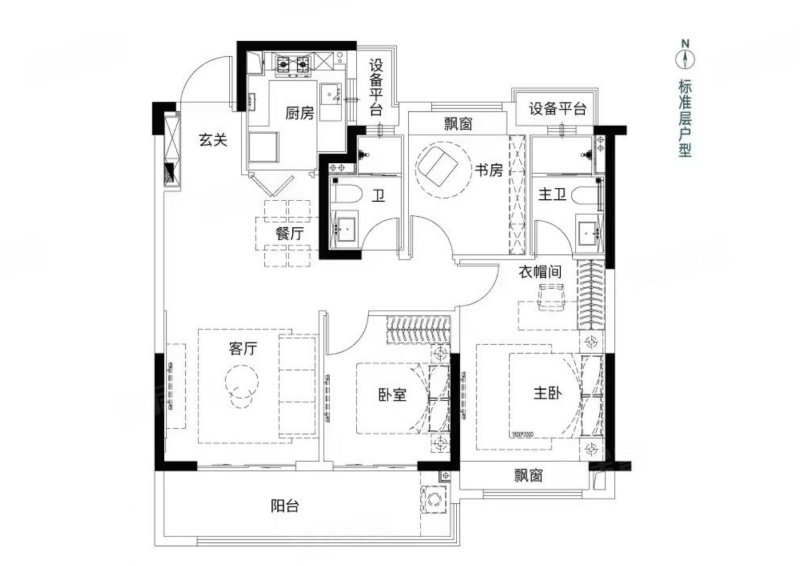 新城云樾观山3室2厅2卫105㎡南379万