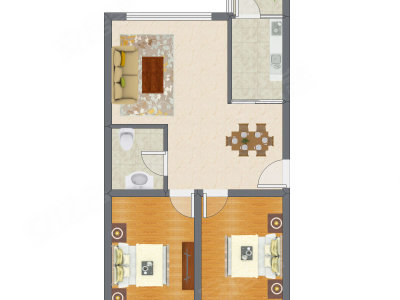 2室2厅 81.48平米户型图