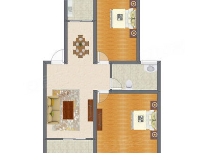 2室2厅 89.64平米