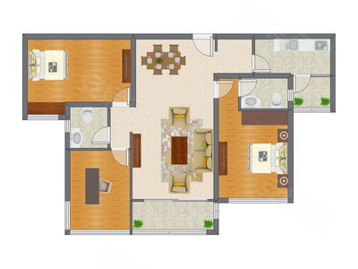 3室2厅 118.83平米户型图