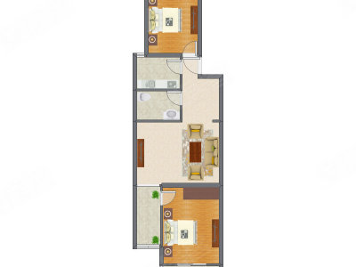 2室2厅 94.80平米户型图
