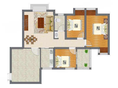 3室2厅 90.56平米