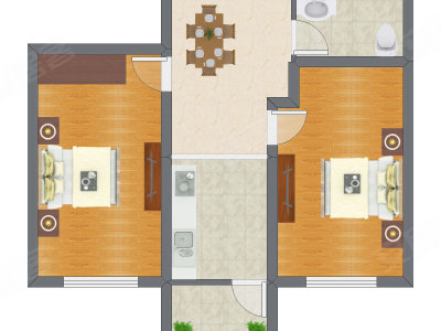 2室1厅 54.00平米户型图