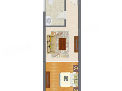 1室1厅 48.34平米户型图
