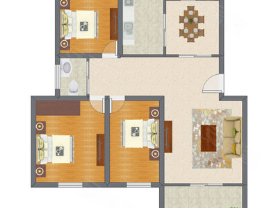 3室2厅 118.59平米户型图