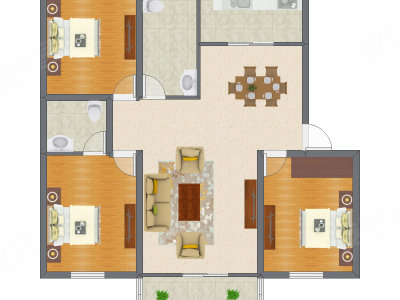 3室2厅 96.62平米