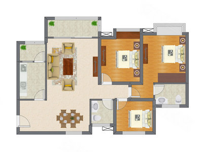 3室2厅 115.00平米户型图