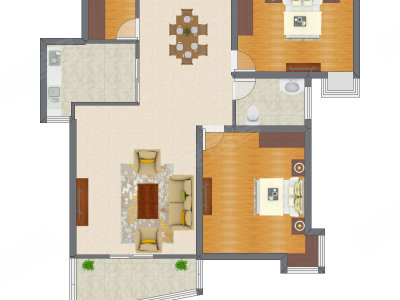 2室2厅 94.45平米户型图