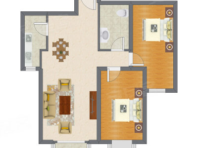 2室1厅 93.31平米户型图