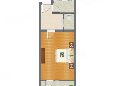 1室1厅 41.54平米户型图