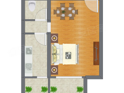 1室0厅 46.14平米户型图