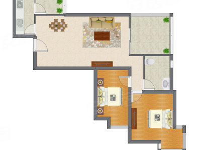 2室2厅 94.95平米户型图