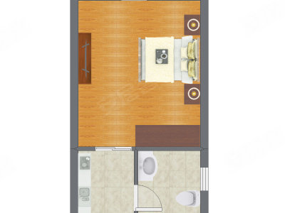 1室1厅 23.98平米户型图