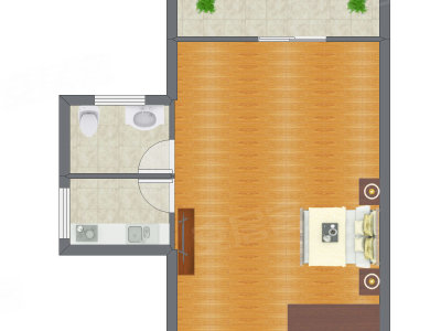 1室0厅 48.68平米户型图