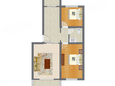 2室1厅 89.75平米户型图