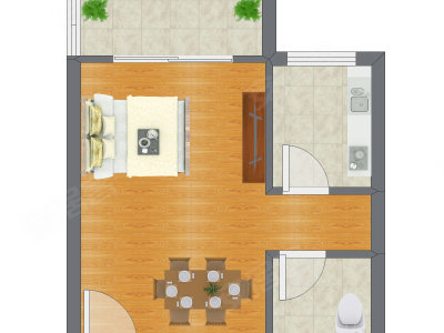 1室0厅 41.29平米户型图