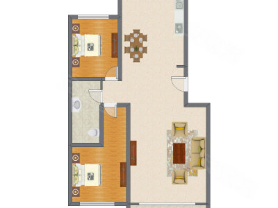 2室2厅 136.57平米户型图