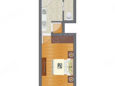 1室0厅 32.93平米户型图