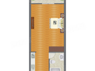 1室1厅 47.02平米户型图