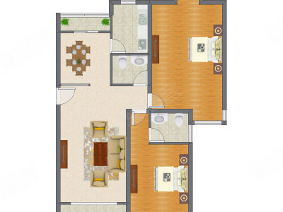 2室2厅 129.80平米户型图