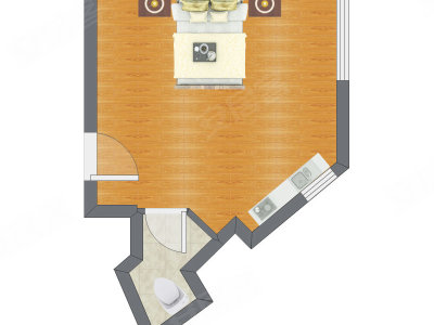 1室0厅 32.08平米户型图