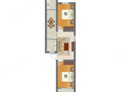 2室2厅 41.40平米户型图