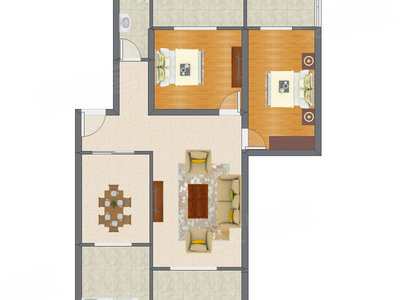 2室2厅 99.32平米户型图