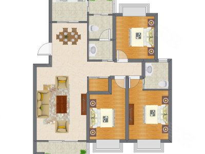 3室2厅 86.15平米户型图