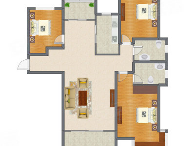 3室1厅 140.00平米户型图