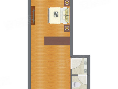 1室0厅 41.72平米户型图
