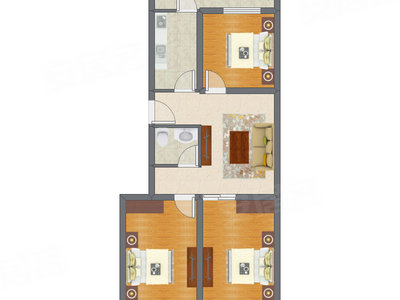 3室1厅 91.55平米