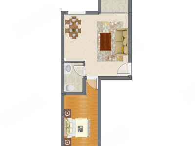 1室2厅 55.30平米户型图