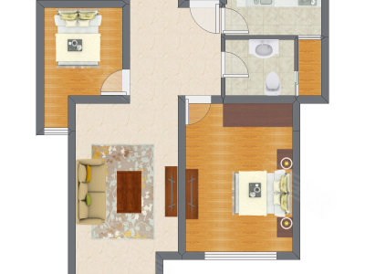 2室1厅 92.74平米户型图