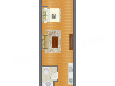 1室0厅 38.40平米户型图