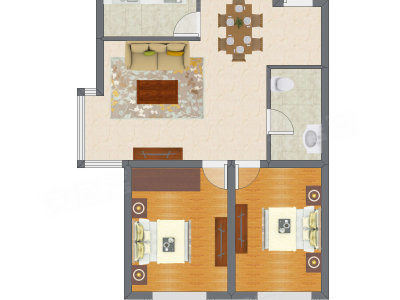 2室2厅 83.00平米户型图