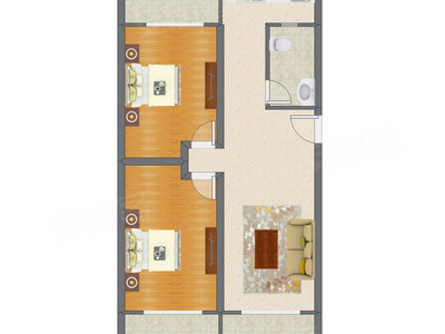 2室1厅 105.10平米