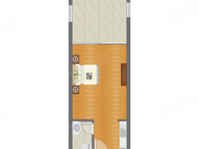 1室0厅 48.79平米户型图