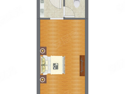 1室0厅 32.53平米户型图