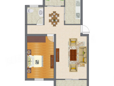 1室1厅 69.00平米户型图